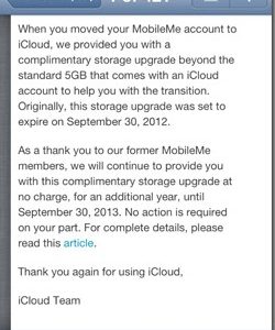 Apple extends iCloud storage upgrade for MobileMe